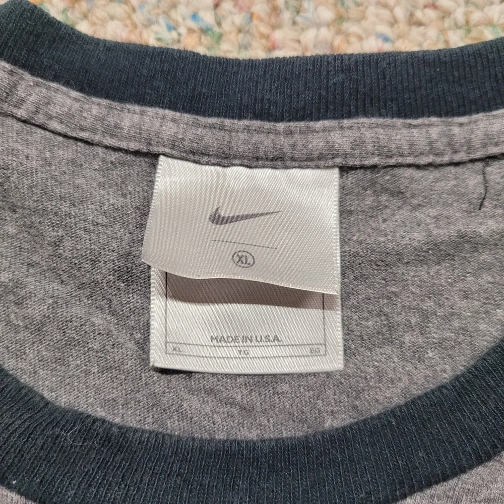 Nike Shirt Mens XL Gray Ringer Vintage Made in USA Embroidered Swoosh Streetwear